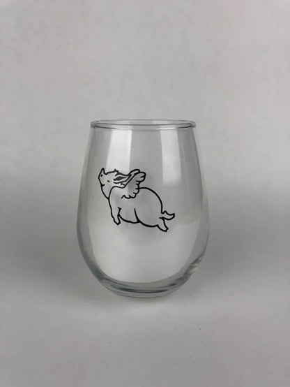When Pigs Fly Wine Glass